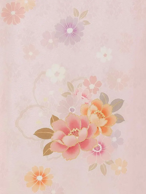 【正絹】お宮参り女の子 産着レンタル／薄ピンク 八重桜 Z263