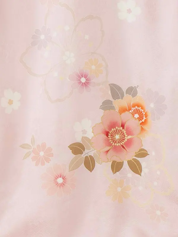 【正絹】お宮参り女の子 産着レンタル／薄ピンク 八重桜 Z263