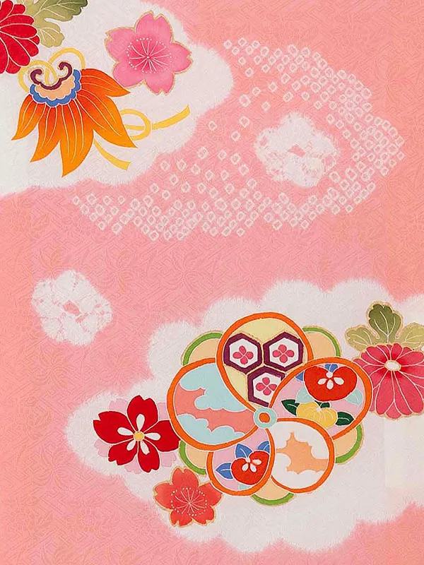 【正絹】お宮参り女の子 産着レンタル／ピンク 毬　花 Z264