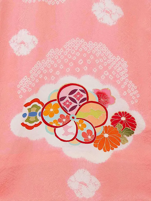 【正絹】お宮参り女の子 産着レンタル／ピンク 毬　花 Z264