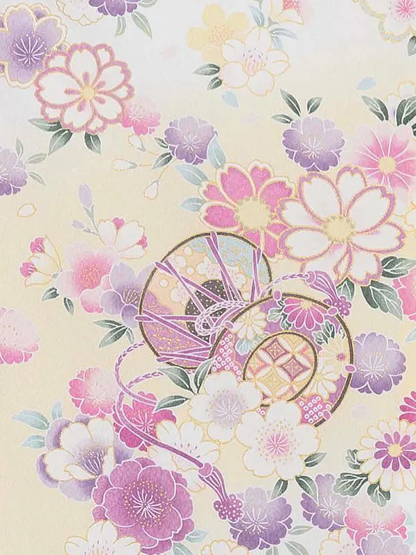 【夏用 単衣】お宮参り女の子 産着レンタル／白 花車 牡丹桜梅 Z274