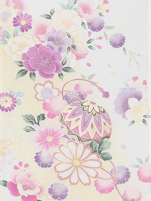 【夏用 単衣】お宮参り女の子 産着レンタル／白 花車 牡丹桜梅 Z274