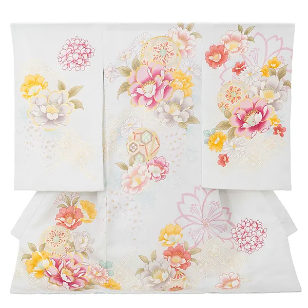 お宮参り女の子 産着レンタル／水色 牡丹 まり Z279