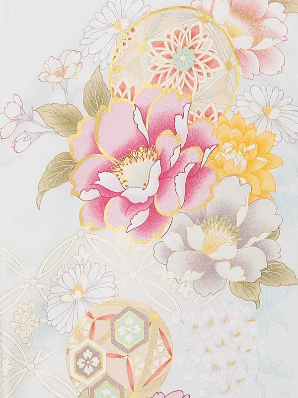 お宮参り女の子 産着レンタル／水色 牡丹 まり Z279