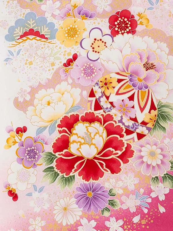 お宮参り女の子 産着レンタル／白 まり 花づくし Z281