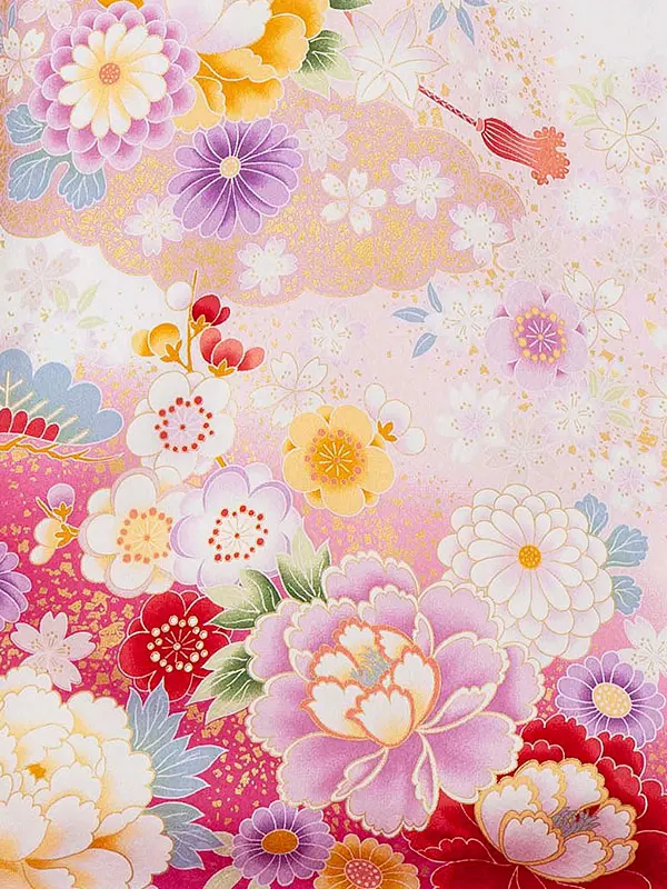 お宮参り女の子 産着レンタル／白 まり 花づくし Z281