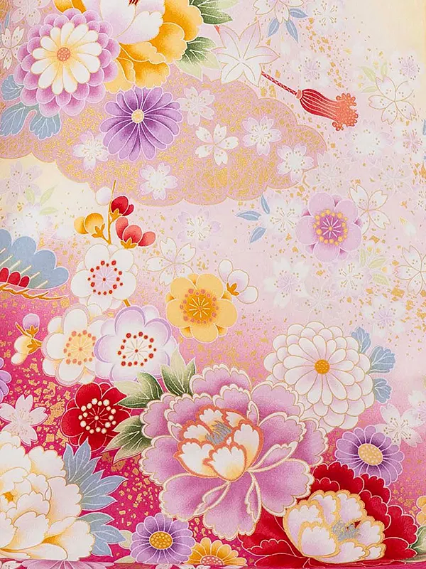 お宮参り女の子 産着レンタル／ベージュ  まり 花づくし Z282