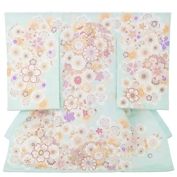 お宮参り女の子 産着レンタル／ 水色　まり　菊 Z283