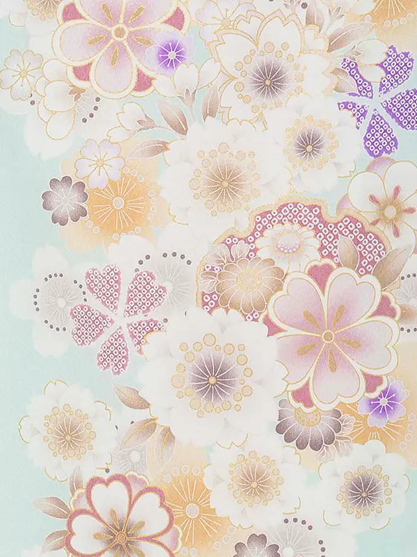 お宮参り女の子 産着レンタル／ 水色　まり　菊 Z283