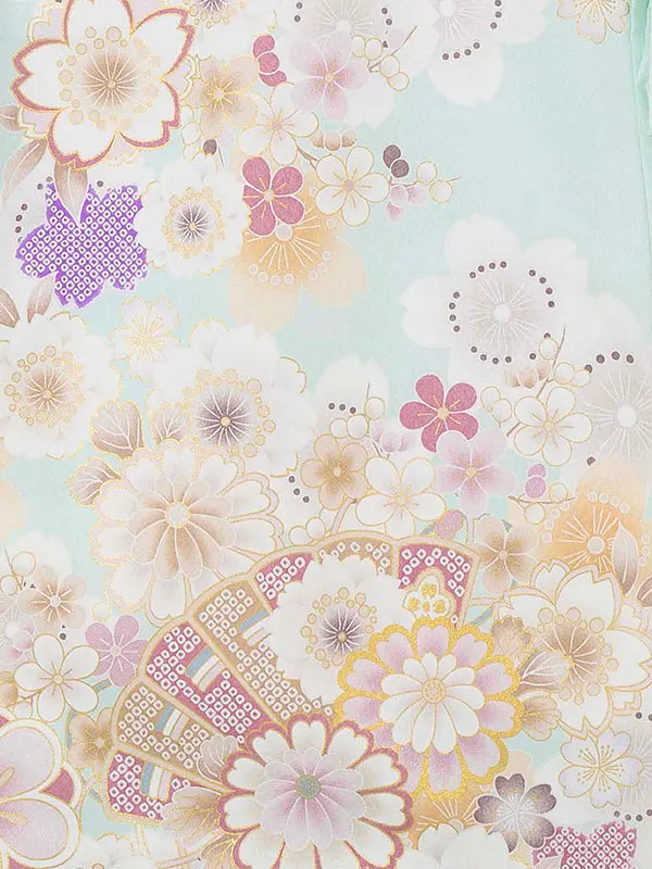 お宮参り女の子 産着レンタル／ 水色　まり　菊 Z283