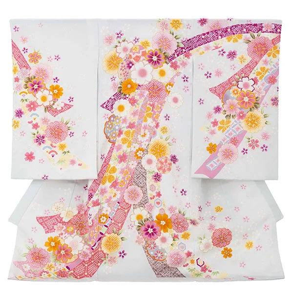 お宮参り女の子 産着レンタル／グレー のし　まり Z284