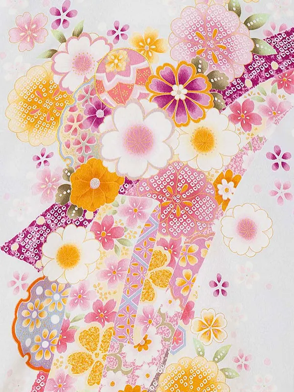 お宮参り女の子 産着レンタル／グレー のし　まり Z284