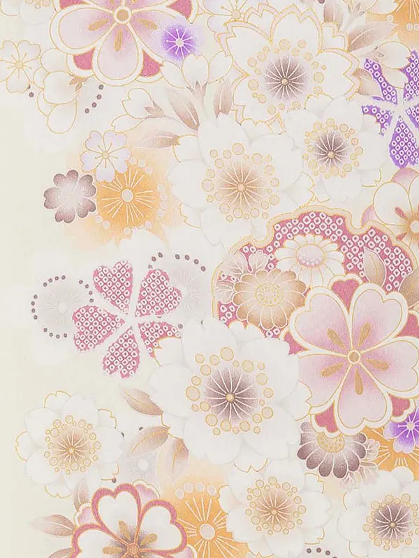 お宮参り女の子 産着レンタル／ベージュ まり 桜 Z286