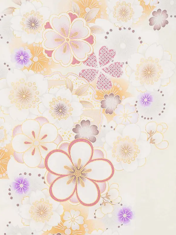 お宮参り女の子 産着レンタル／ベージュ まり 桜 Z286