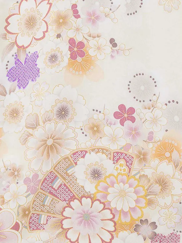 お宮参り女の子 産着レンタル／ベージュ まり 桜 Z286