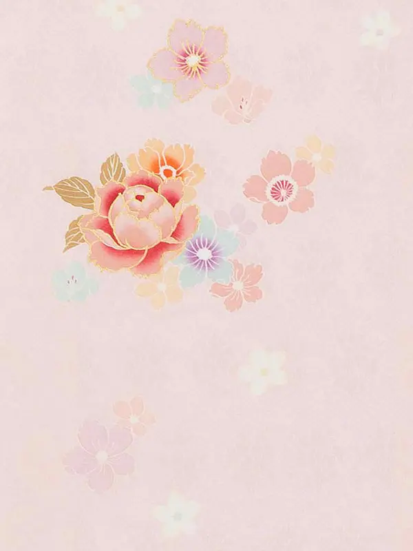 【正絹】お宮参り女の子 産着レンタル／薄ピンク 芍薬 桜 Z288