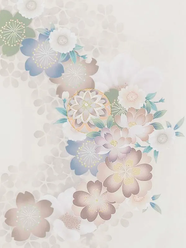 お宮参り女の子 産着レンタル／オフホワイト 桜に鈴 Z290