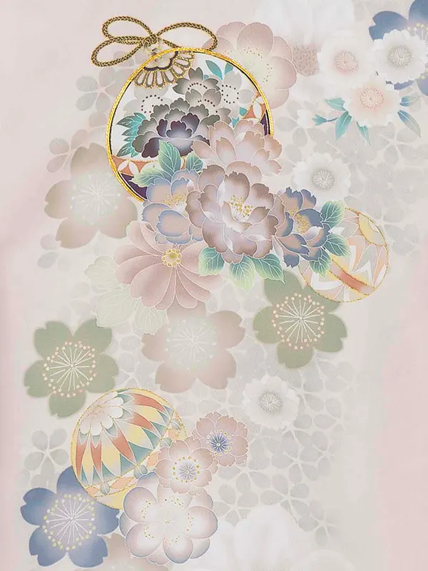 お宮参り女の子 産着レンタル／くすみピンク 桜に鈴 Z291