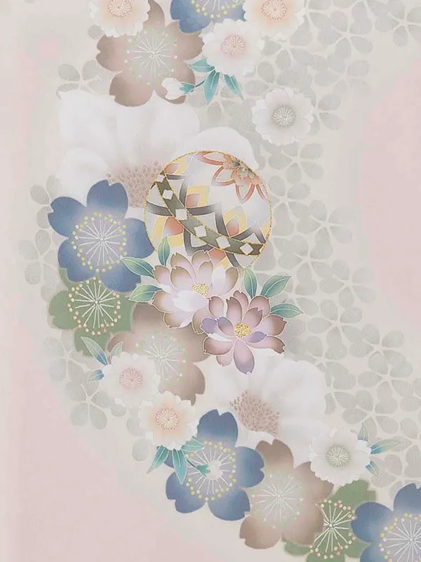 お宮参り女の子 産着レンタル／くすみピンク 桜に鈴 Z291