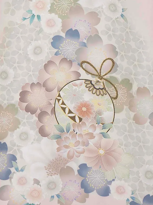 お宮参り女の子 産着レンタル／くすみピンク 桜に鈴 Z291