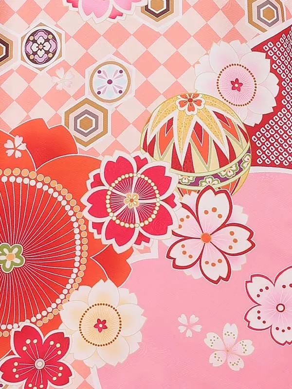 お宮参り女の子 産着レンタル／白×ピンク さくらにまり Z294