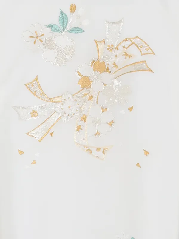 お宮参り女の子 産着レンタル／白銀糸刺繍 束ね熨斗 まり Z295