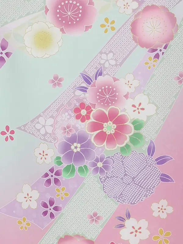 お宮参り女の子 産着レンタル／水色×藤色 束ね熨斗にまり Z296