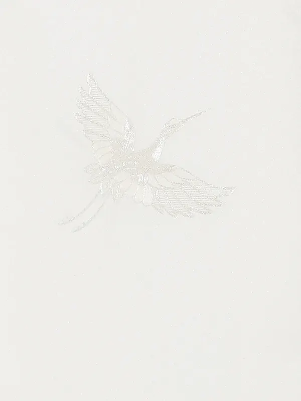 お宮参り女の子 産着レンタル／白 銀糸刺繍 鶴 Z301