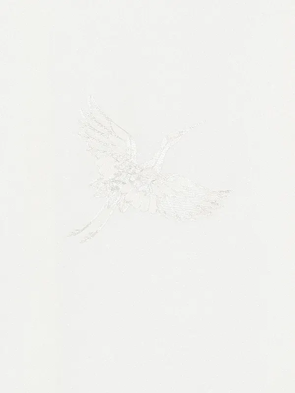 お宮参り女の子 産着レンタル／白 銀糸刺繍 鶴 Z301