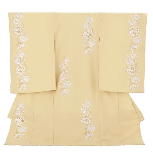 お宮参り女の子 産着レンタル／ベージュ 牡丹 なでしこ刺繍 Z302