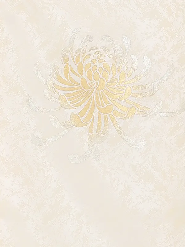 お宮参り女の子 産着レンタル／薄ベージュ 金彩 菊 Z303