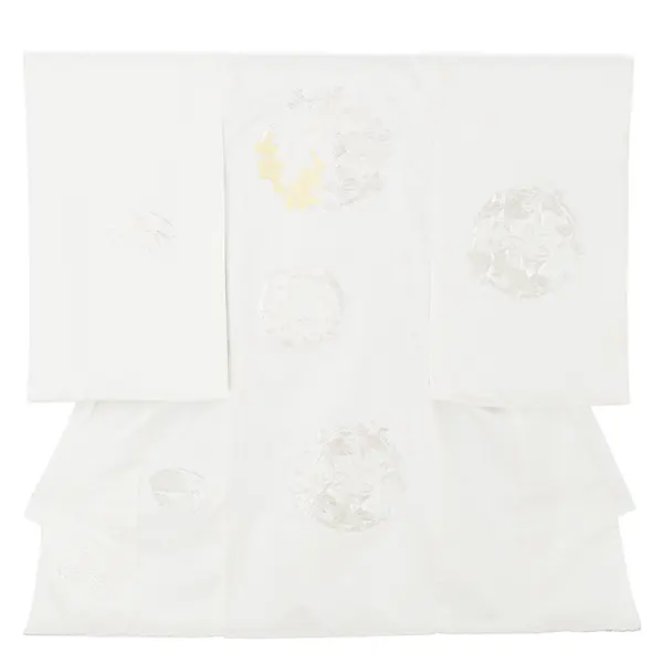 お宮参り女の子 産着レンタル／白 銀刺繍 梅菊 Z305