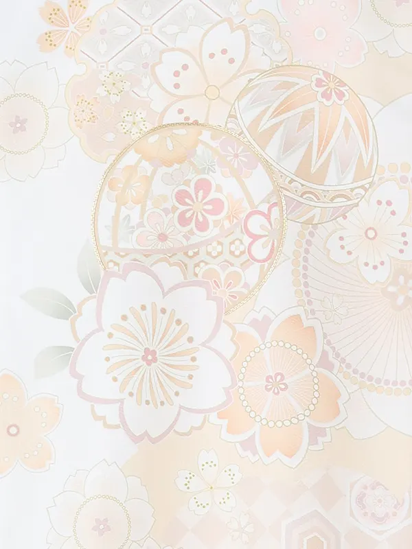 お宮参り女の子 産着レンタル／白 ねじり梅に菊 Z321