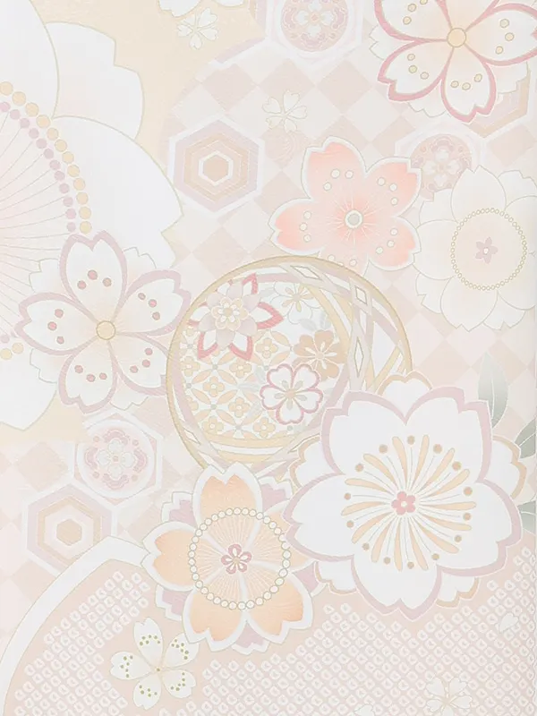 お宮参り女の子 産着レンタル／白 ねじり梅に菊 Z321