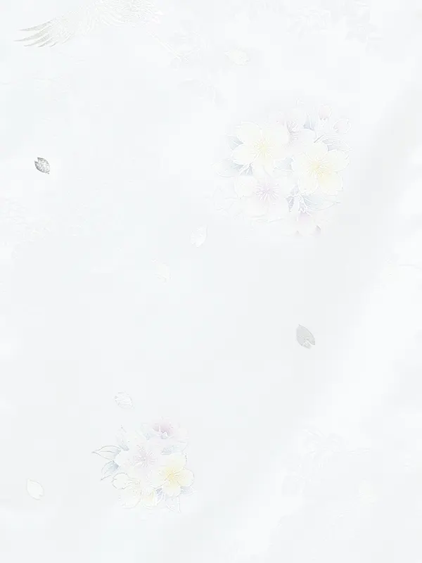 お宮参り女の子 産着レンタル／白 銀彩 鶴に桜 Z326