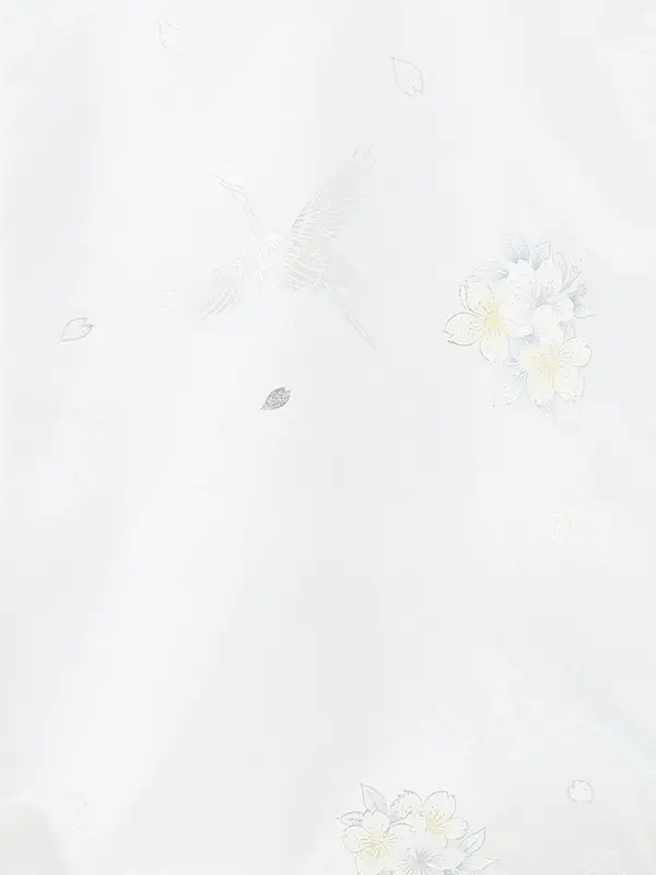 お宮参り女の子 産着レンタル／白 銀彩 鶴に桜 Z326