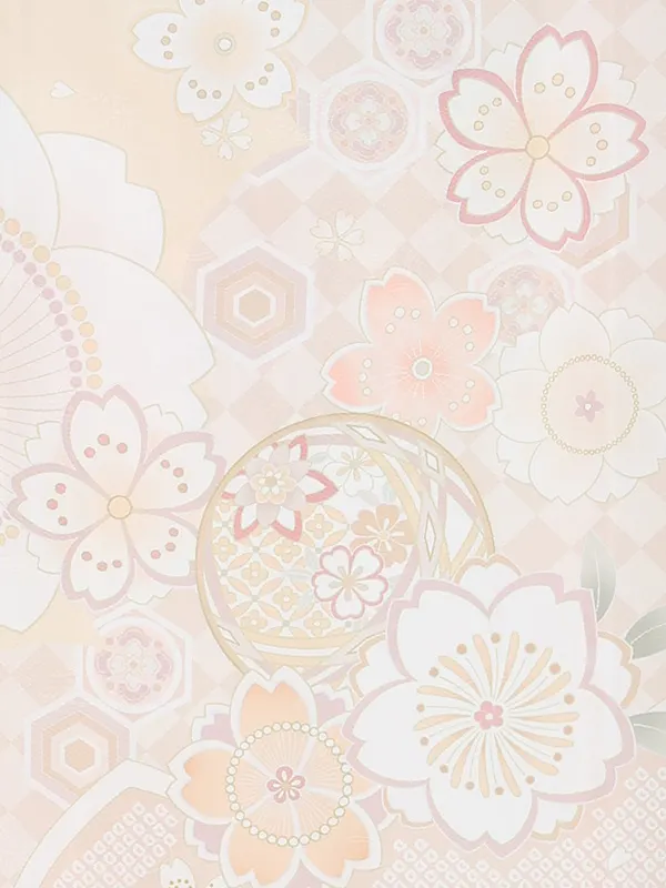 【夏用 単衣】お宮参り女の子 産着レンタル／白×黄色 まりに桜  Z331