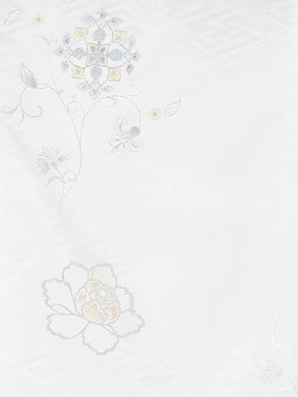 【夏用 単衣】お宮参り女の子 産着レンタル／白 銀彩唐花 Z347