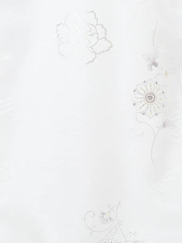 【夏用 単衣】お宮参り女の子 産着レンタル／白 銀彩唐花 Z347