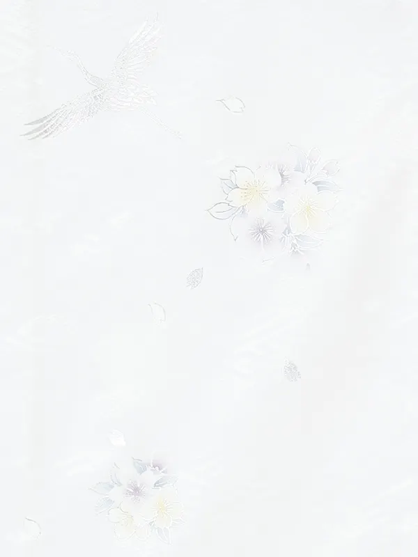 【夏用 単衣】お宮参り女の子 産着レンタル／白 銀彩鶴に桜  Z348