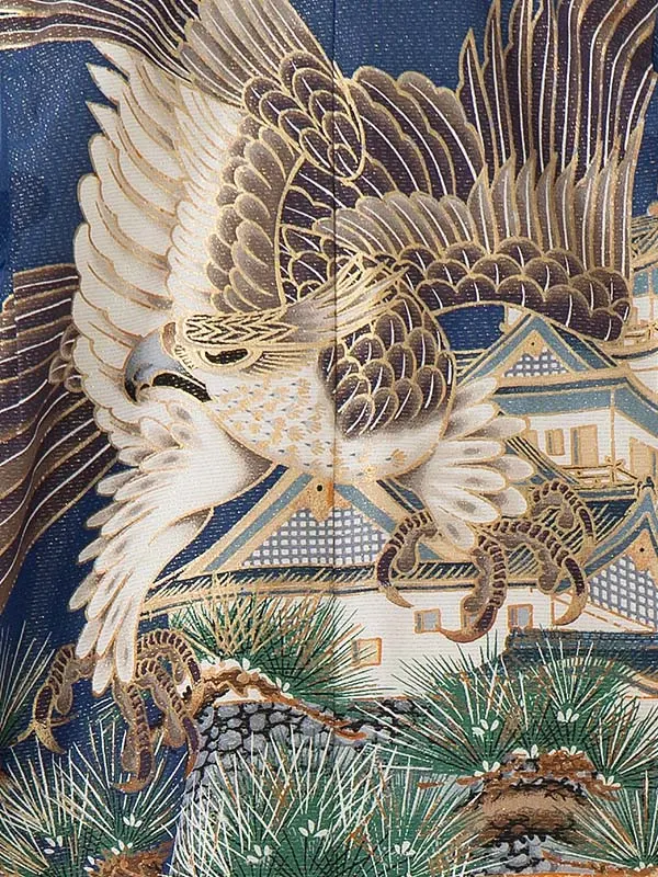 七五三レンタル(5歳6歳男児袴)／青鷹松城×金業平菱袴 E017