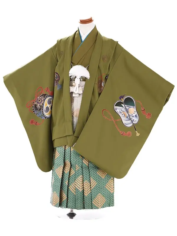 七五三(5歳6歳男児袴)E045 緑