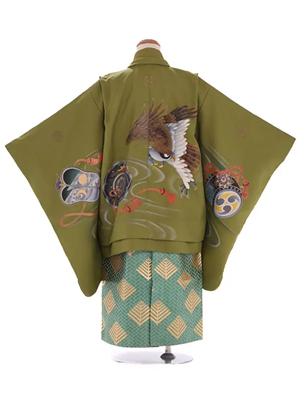 七五三(5歳6歳男児袴)E045 緑