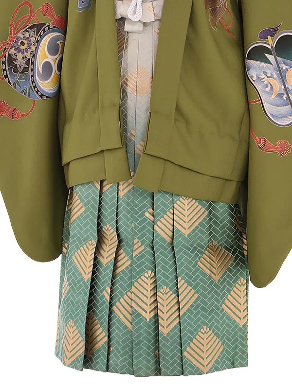 七五三(5歳6歳男児袴)E045 緑