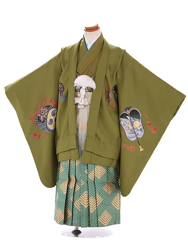 七五三(5歳6歳男児袴)E045 緑