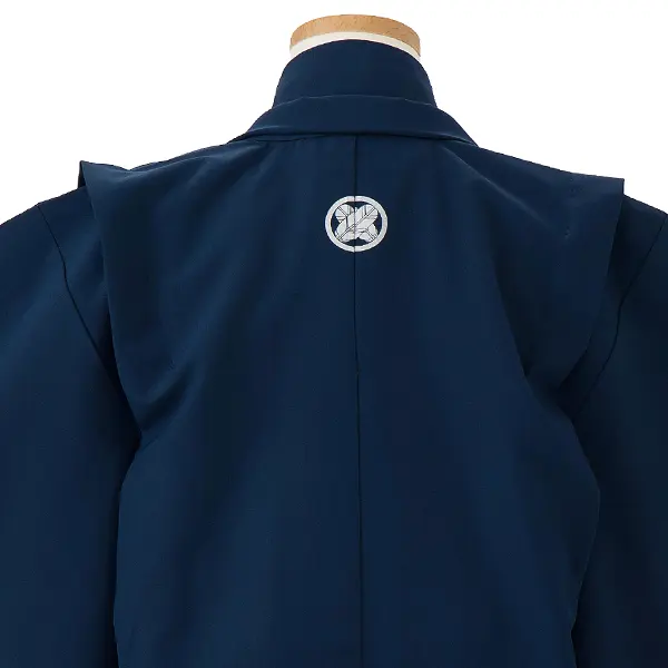 七五三レンタル(5歳男児袴)／青紋付き×青縞袴 F035