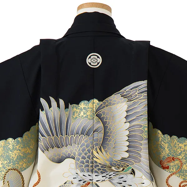 七五三レンタル(5歳男児袴)／黒鷹鼓×金入子菱袴 F044