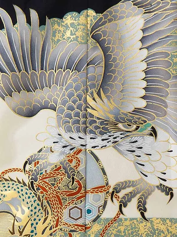 七五三レンタル(5歳男児袴)／黒鷹鼓×金入子菱袴 F044