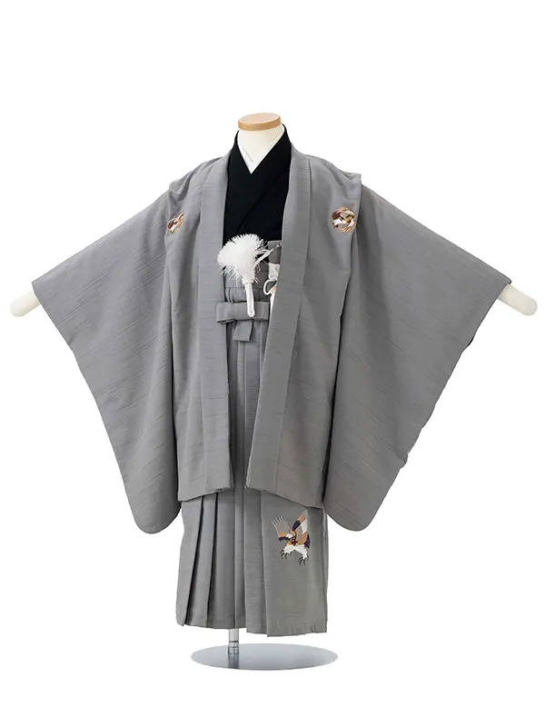 七五三レンタル(5歳6歳男児袴) グレー鷹×グレー鷹 G267