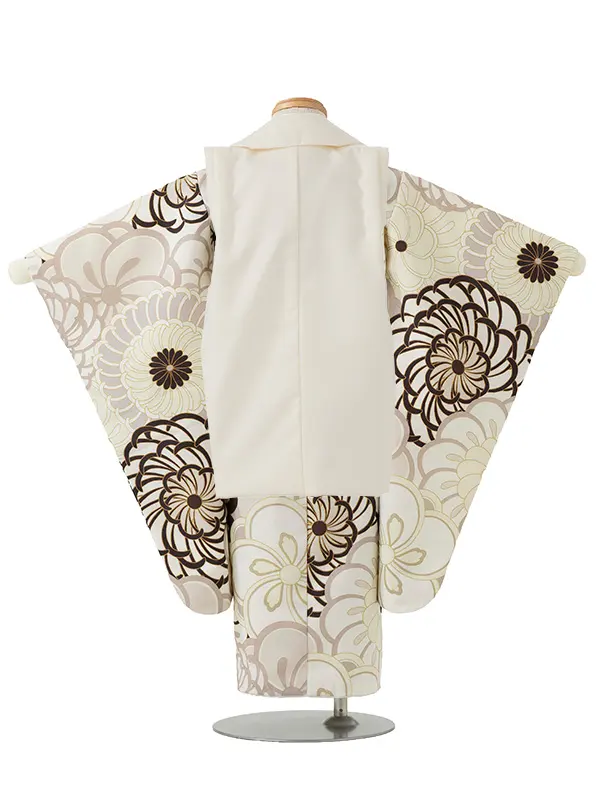 七五三レンタル(3歳男児被布)／ベージュ 兜×ベージュ 菊梅 W201